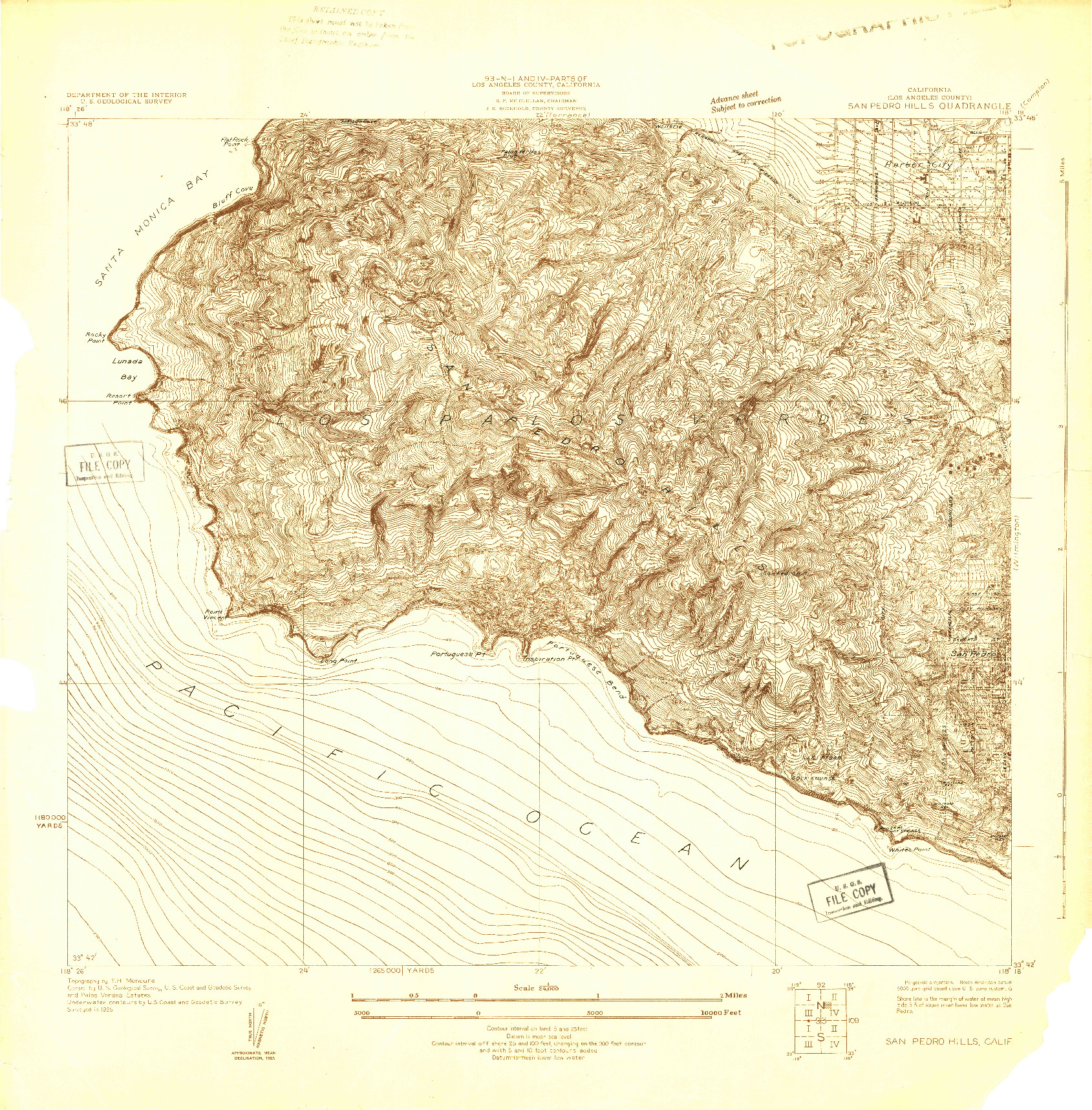 USGS 1:24000-SCALE QUADRANGLE FOR SAN PEDRO HILLS, CA 1925