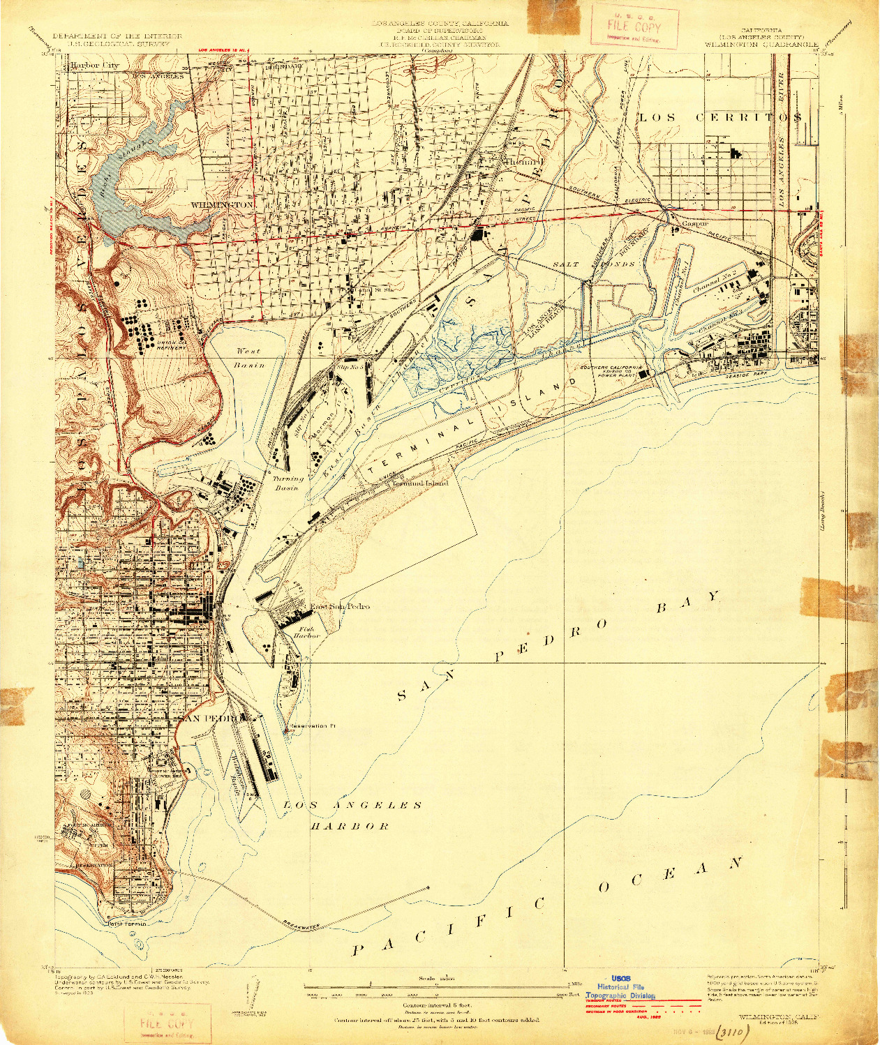 USGS 1:24000-SCALE QUADRANGLE FOR WILMINGTON, CA 1925