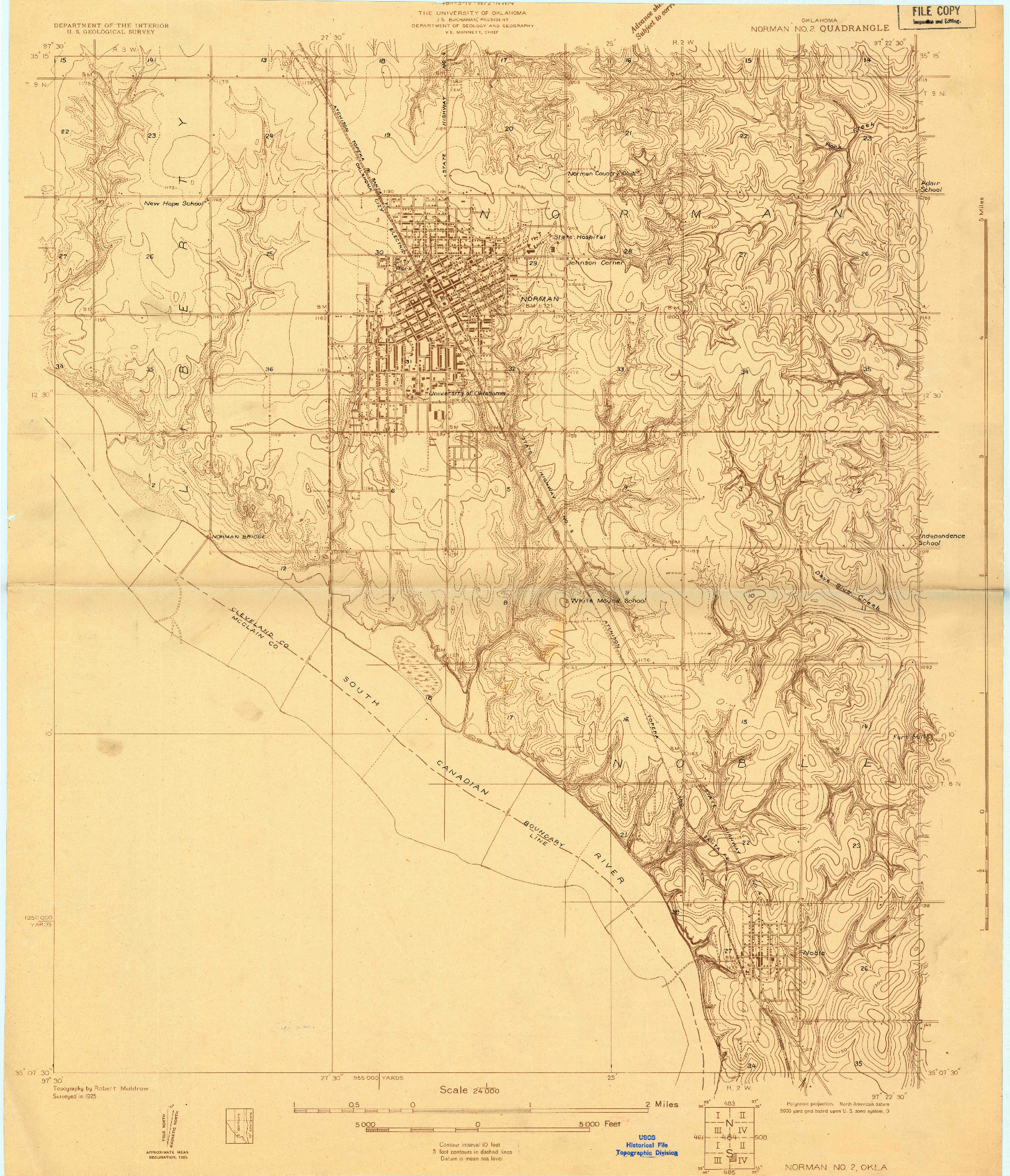 USGS 1:24000-SCALE QUADRANGLE FOR NORMAN NO 2, OK 1925