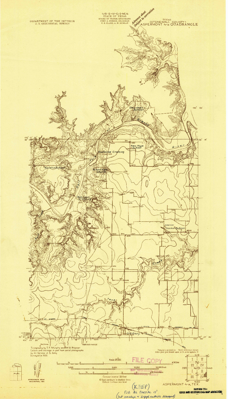 USGS 1:48000-SCALE QUADRANGLE FOR ASPERMONT 4-A, TX 1925