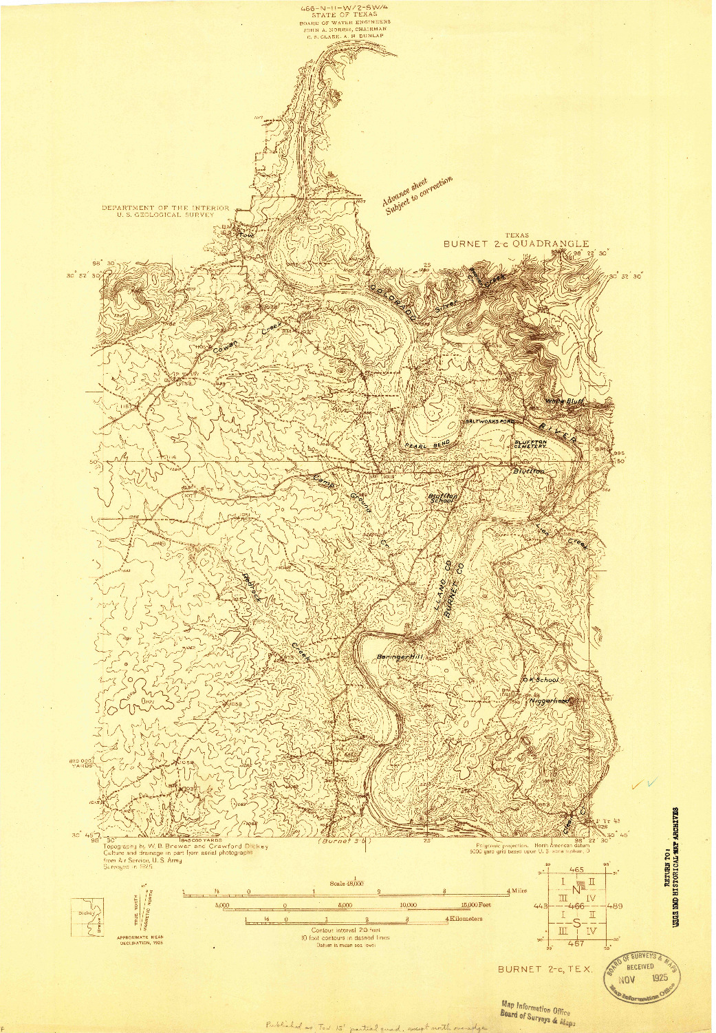 USGS 1:48000-SCALE QUADRANGLE FOR BURNET 2-C, TX 1925