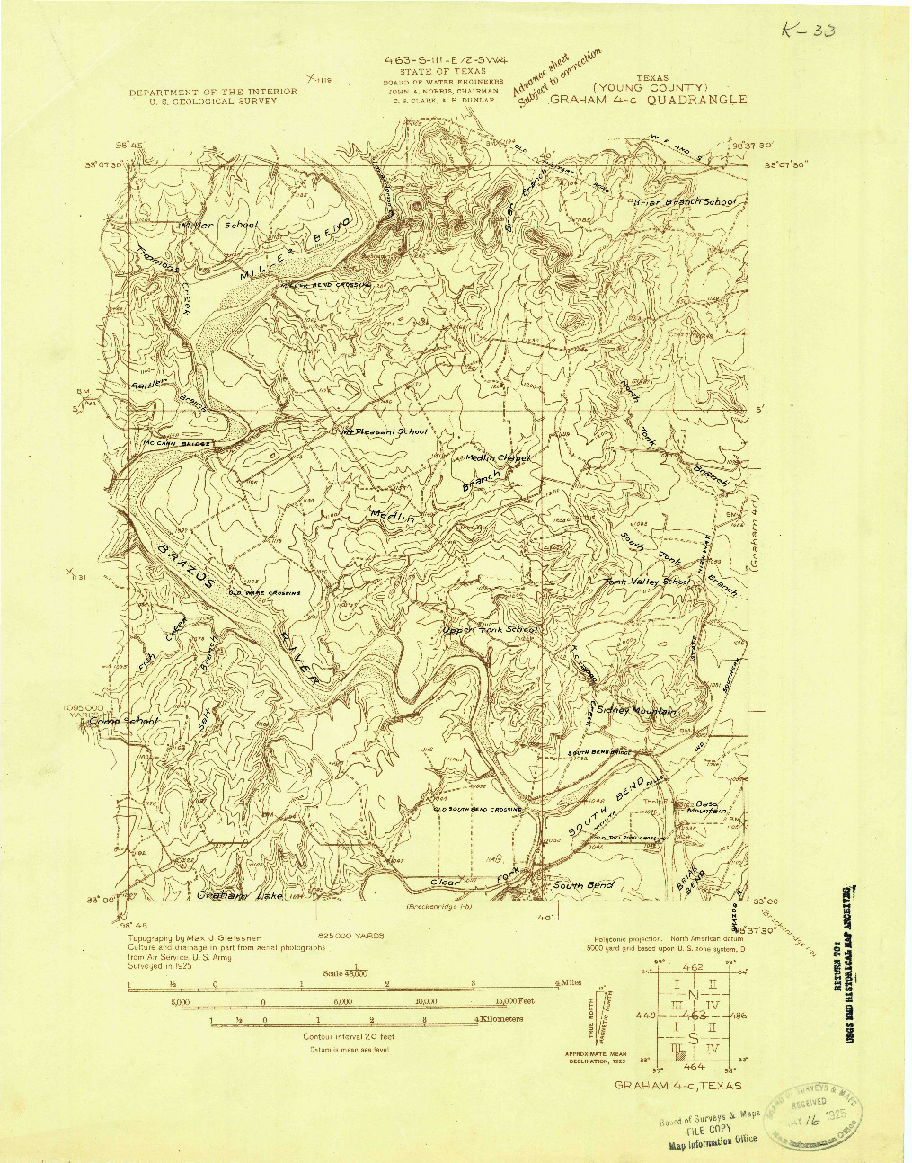 USGS 1:48000-SCALE QUADRANGLE FOR GRAHAM 4-C, TX 1925