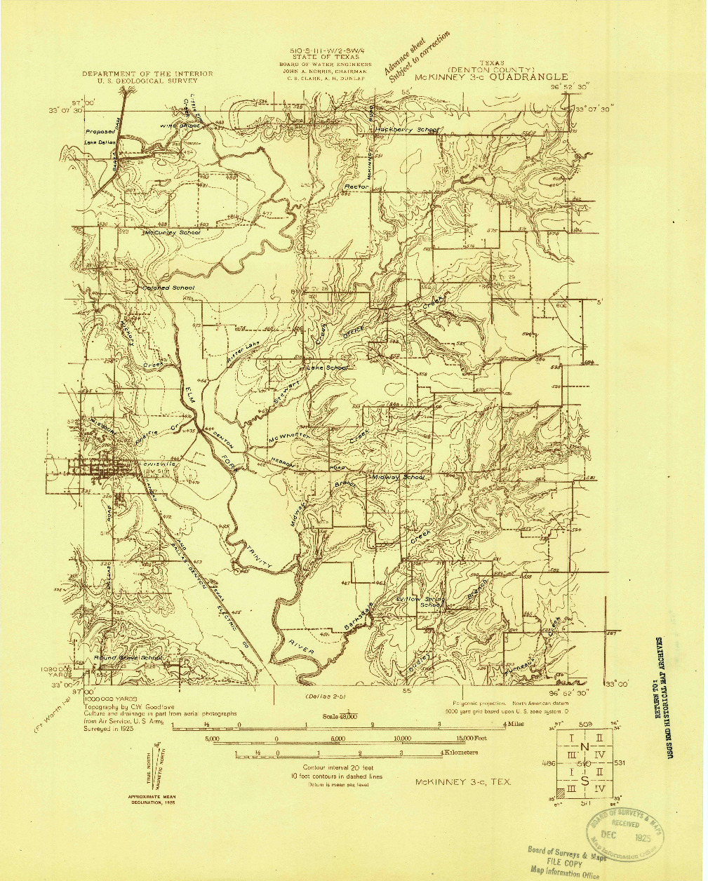 USGS 1:48000-SCALE QUADRANGLE FOR MC KINNEY 3-C, TX 1925
