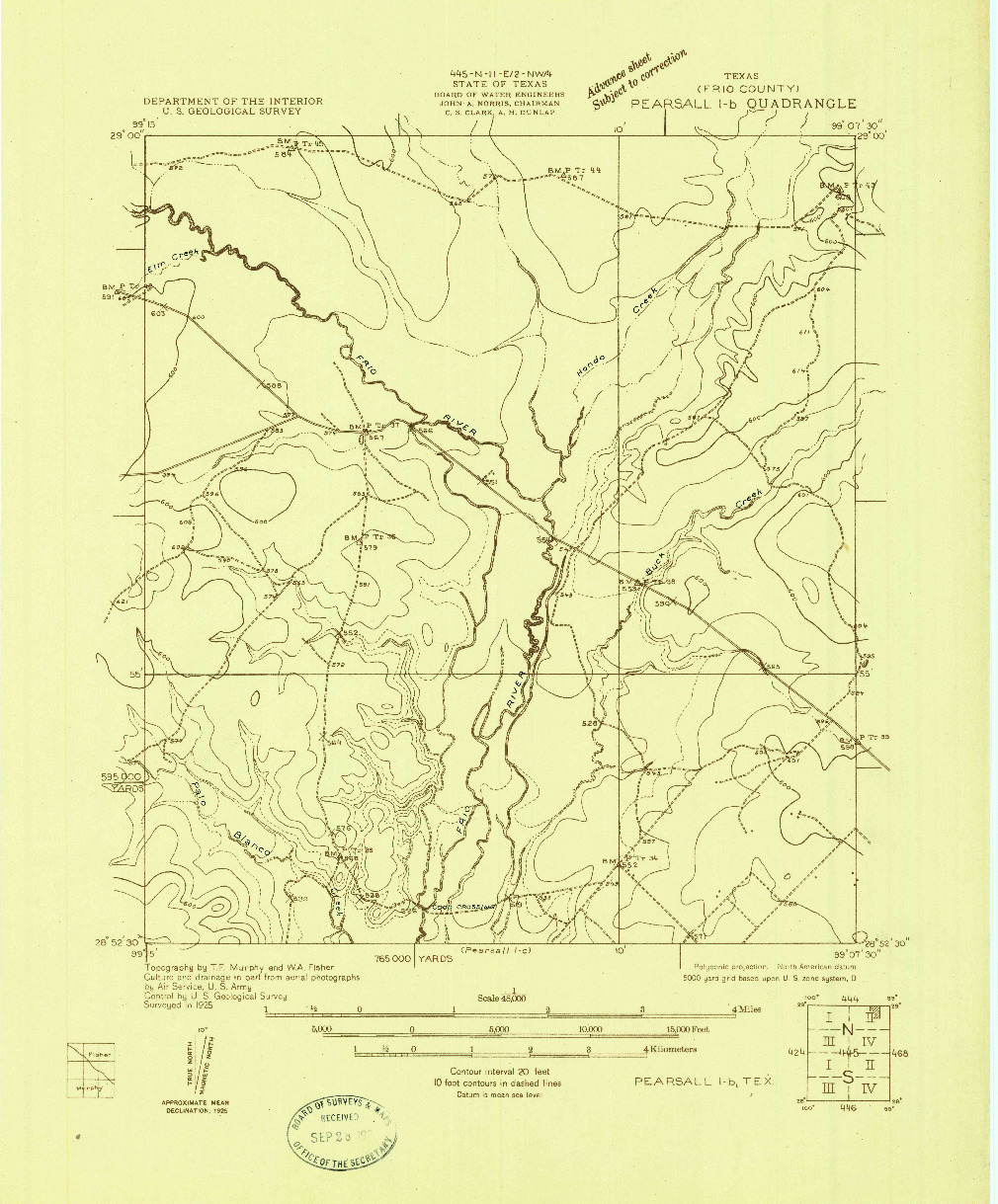 USGS 1:48000-SCALE QUADRANGLE FOR PEARSALL 1-B, TX 1925