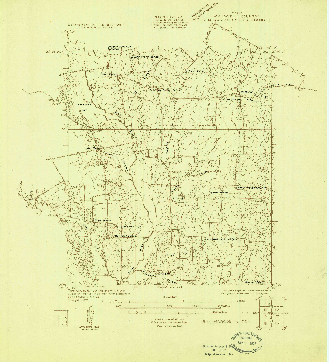 USGS 1:48000-SCALE QUADRANGLE FOR SAN MARCOS 1-D, TX 1925