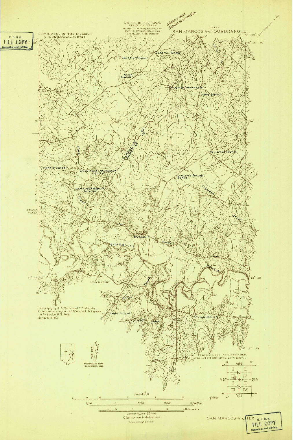 USGS 1:48000-SCALE QUADRANGLE FOR SAN MARCOS 4-C, TX 1925