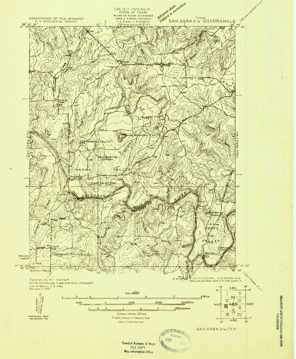 USGS 1:48000-SCALE QUADRANGLE FOR SAN SABA 2-A, TX 1925