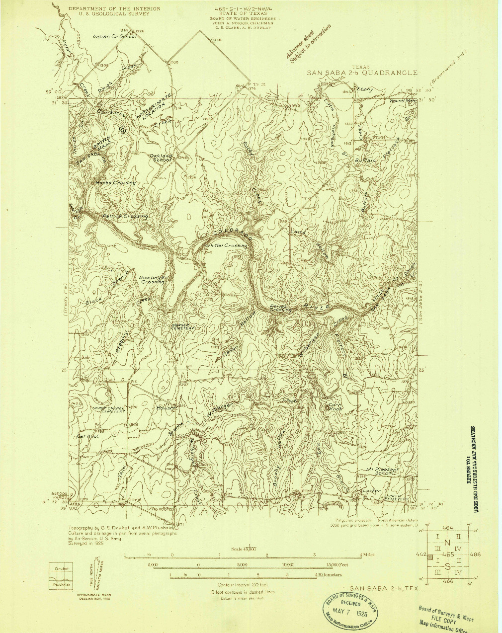 USGS 1:48000-SCALE QUADRANGLE FOR SAN SABA 2-B, TX 1925