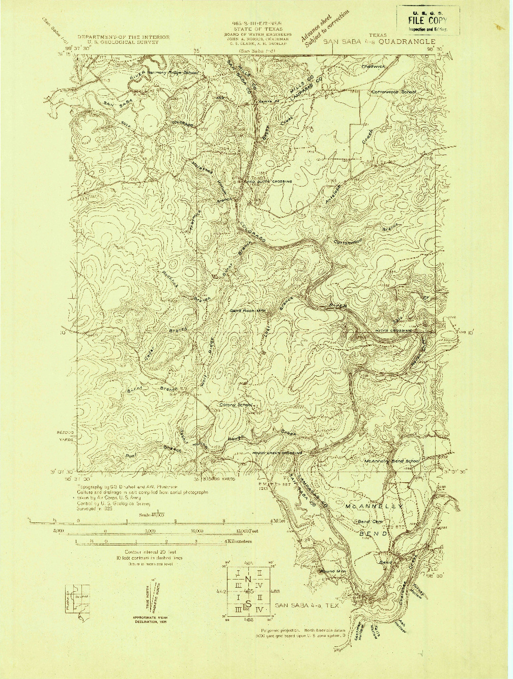 USGS 1:48000-SCALE QUADRANGLE FOR SAN SABA 4-A, TX 1925