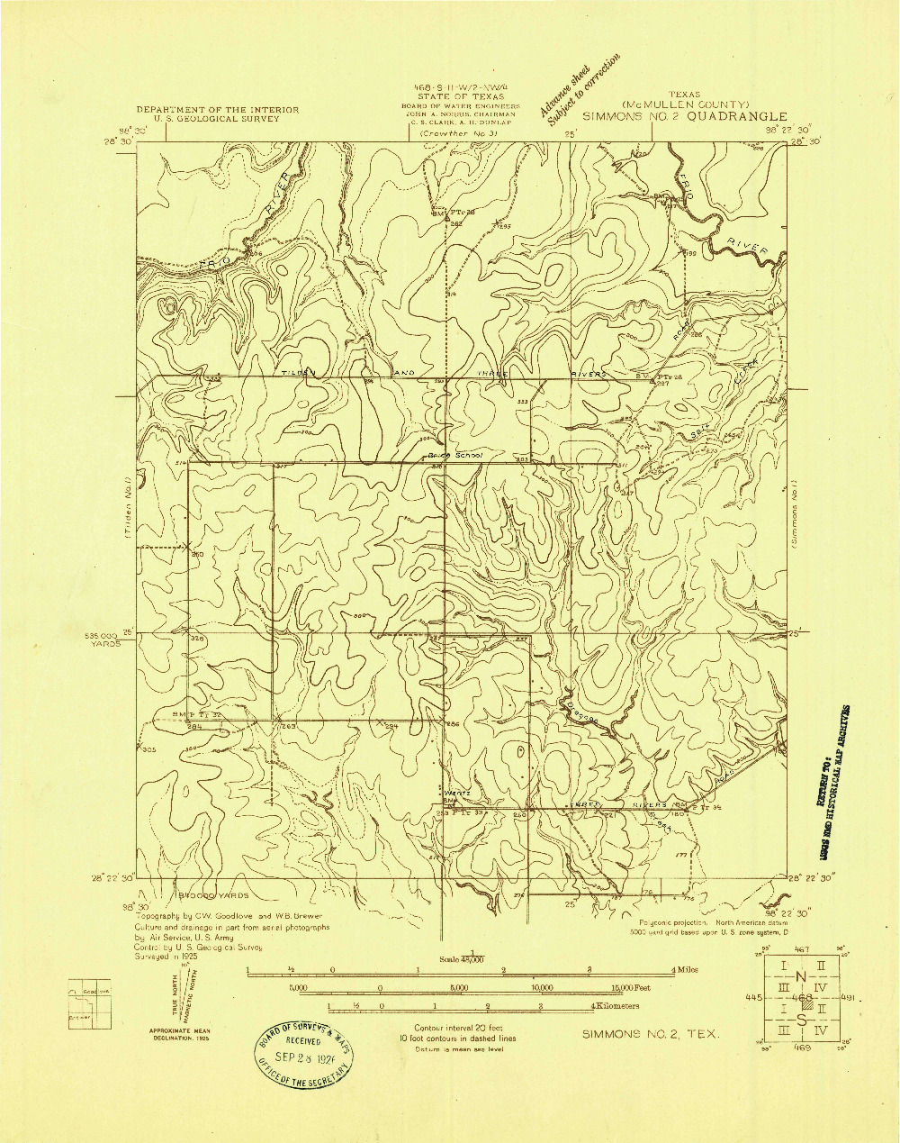 USGS 1:48000-SCALE QUADRANGLE FOR SIMMONS NO. 2, TX 1925