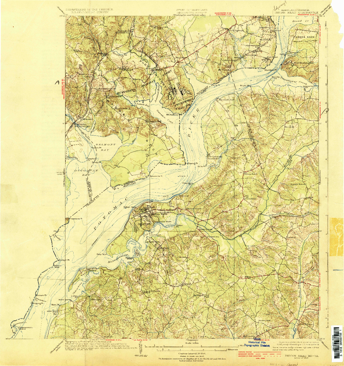 USGS 1:62500-SCALE QUADRANGLE FOR INDIAN HEAD, MD 1925