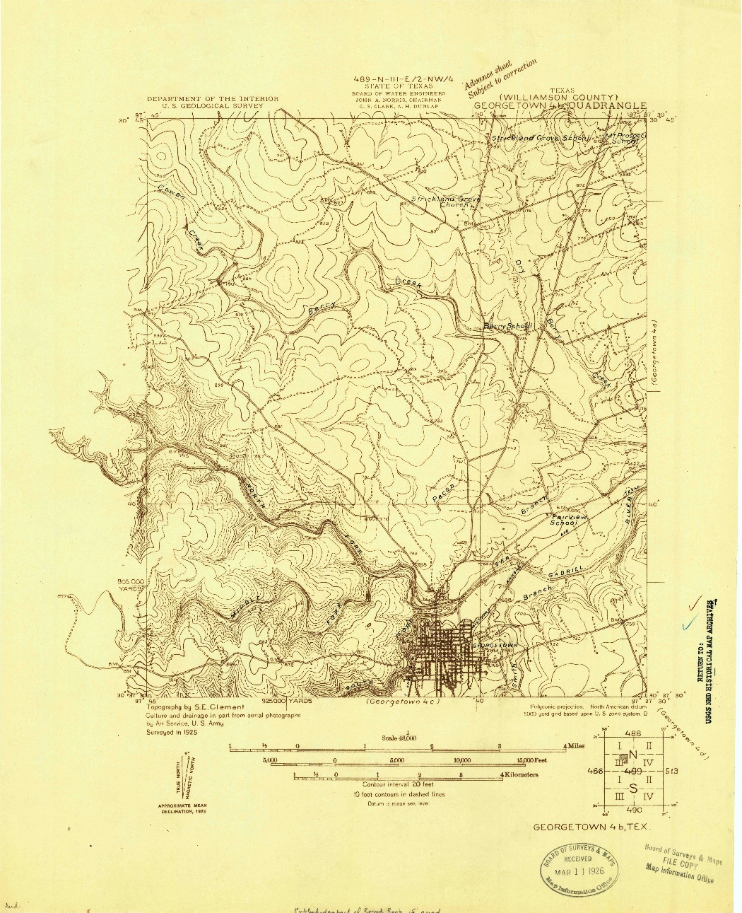 USGS 1:48000-SCALE QUADRANGLE FOR GEORGETOWN 4-B, TX 1925