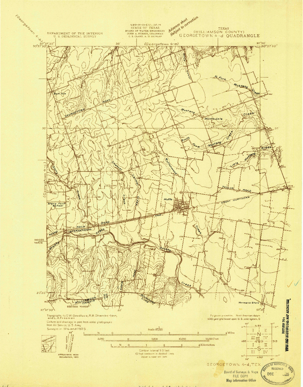 USGS 1:48000-SCALE QUADRANGLE FOR GEORGETOWN 4-D, TX 1925