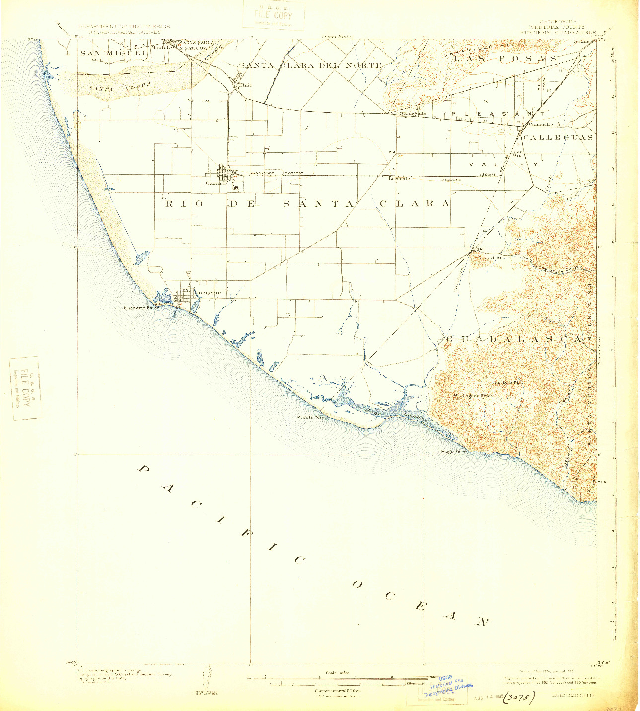 USGS 1:62500-SCALE QUADRANGLE FOR HUENEME, CA 1904