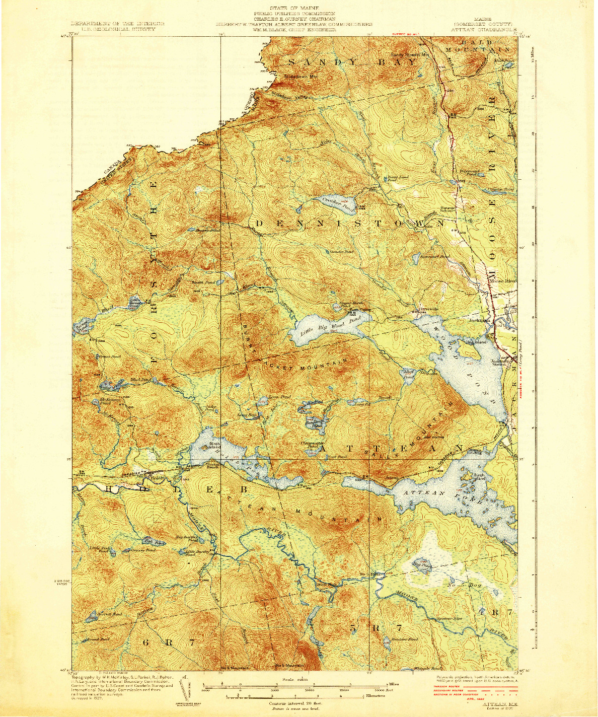 USGS 1:62500-SCALE QUADRANGLE FOR ATTEAN, ME 1925