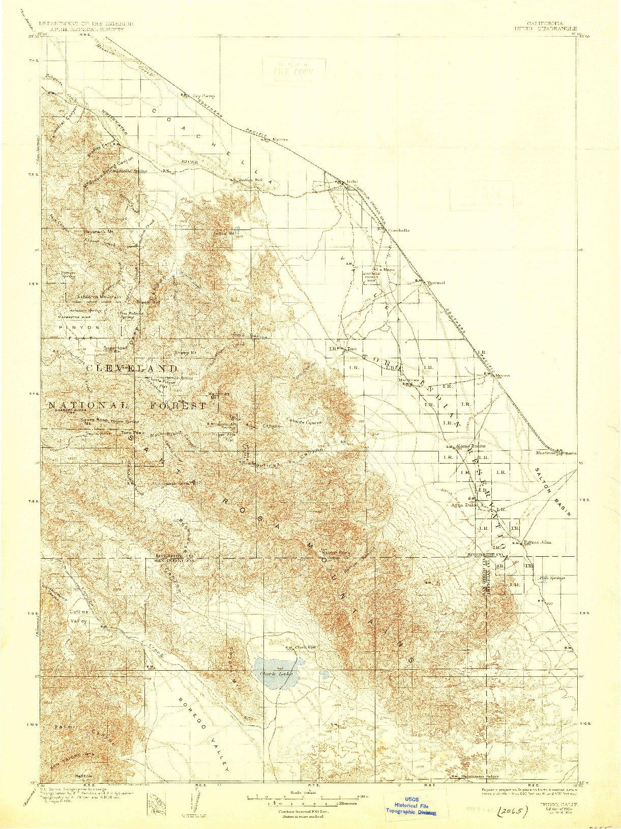 USGS 1:125000-SCALE QUADRANGLE FOR INDIO, CA 1904