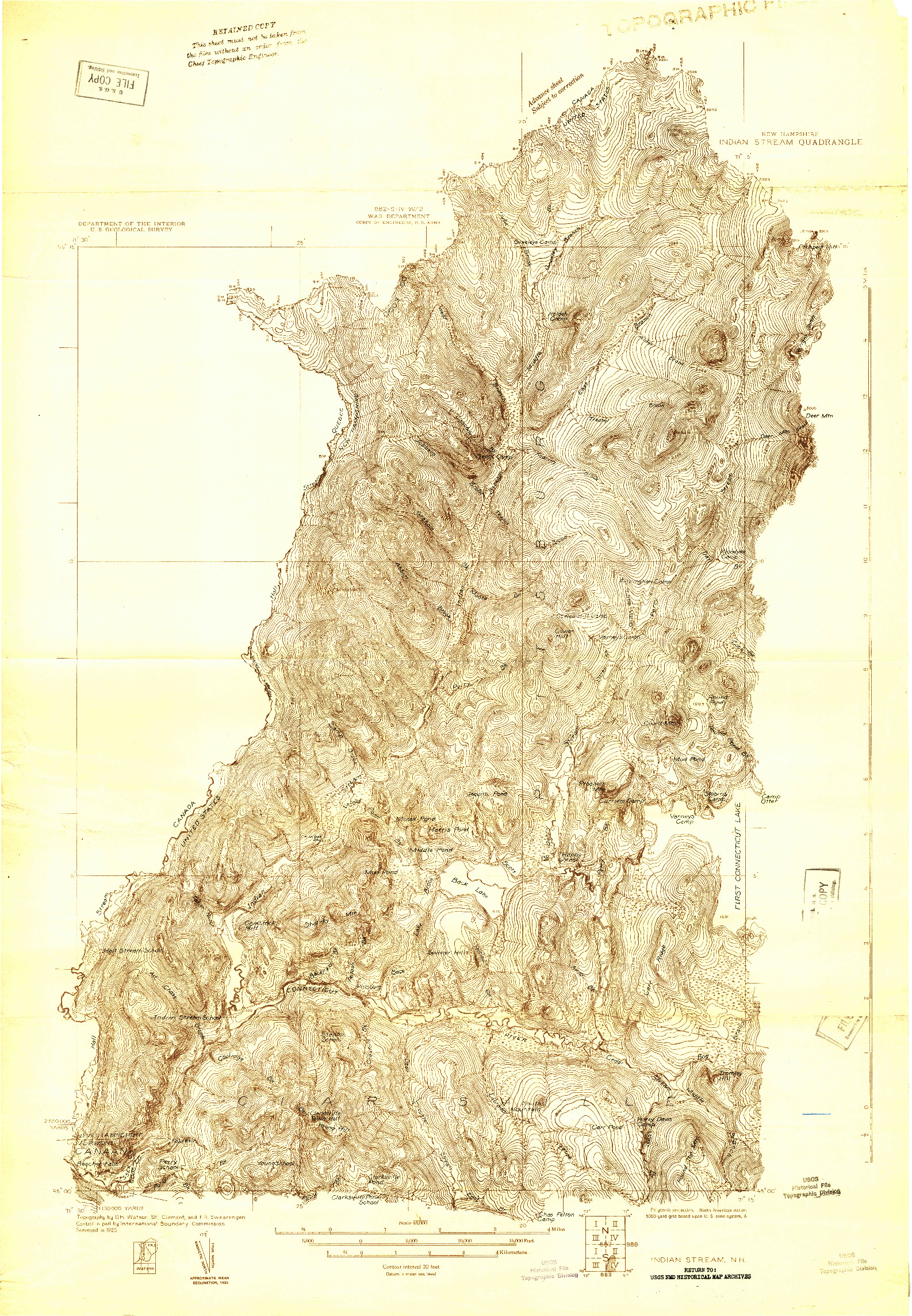 USGS 1:48000-SCALE QUADRANGLE FOR INDIAN STREAM, NH 1925