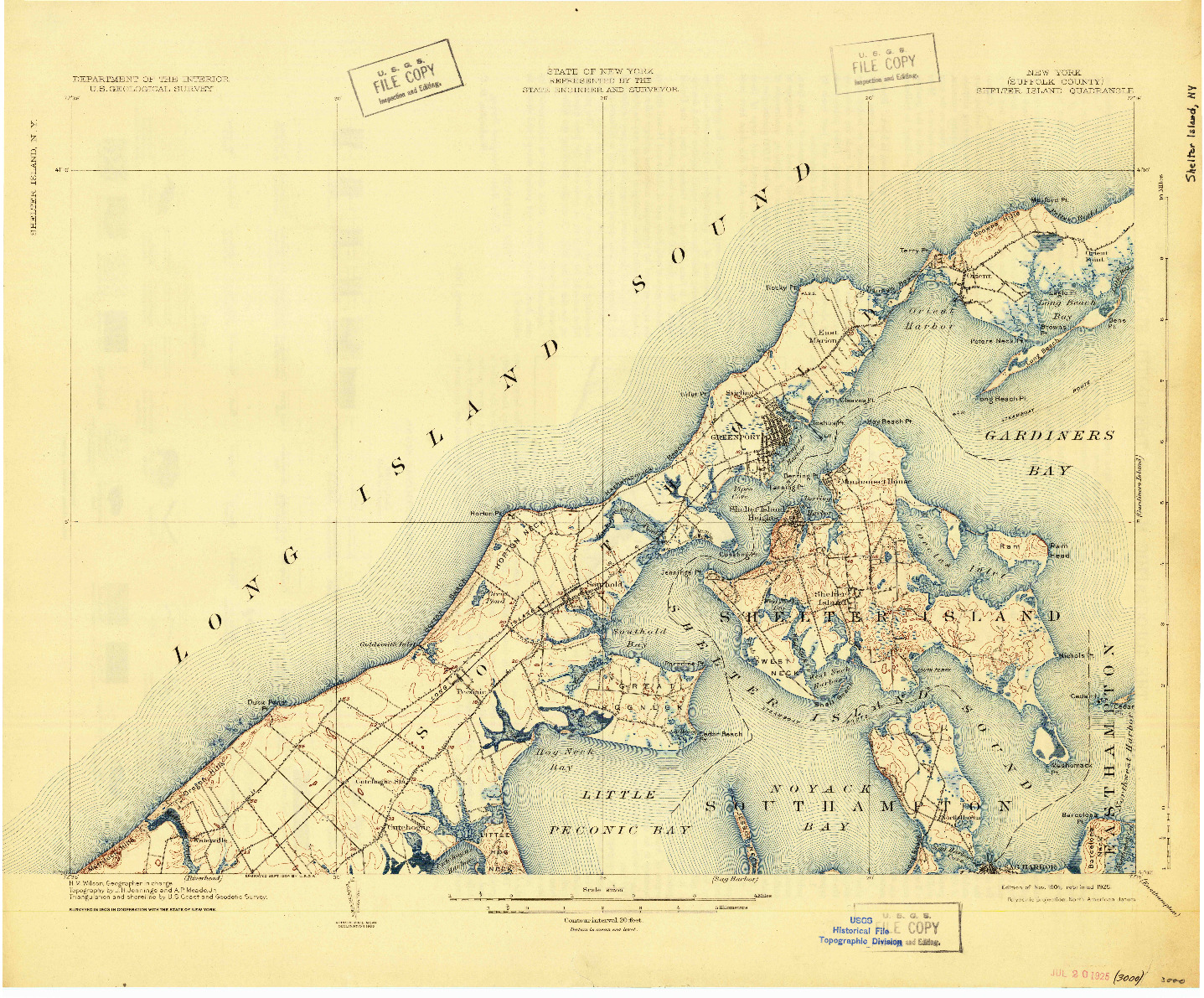 USGS 1:62500-SCALE QUADRANGLE FOR SHELTER ISLAND, NY 1904