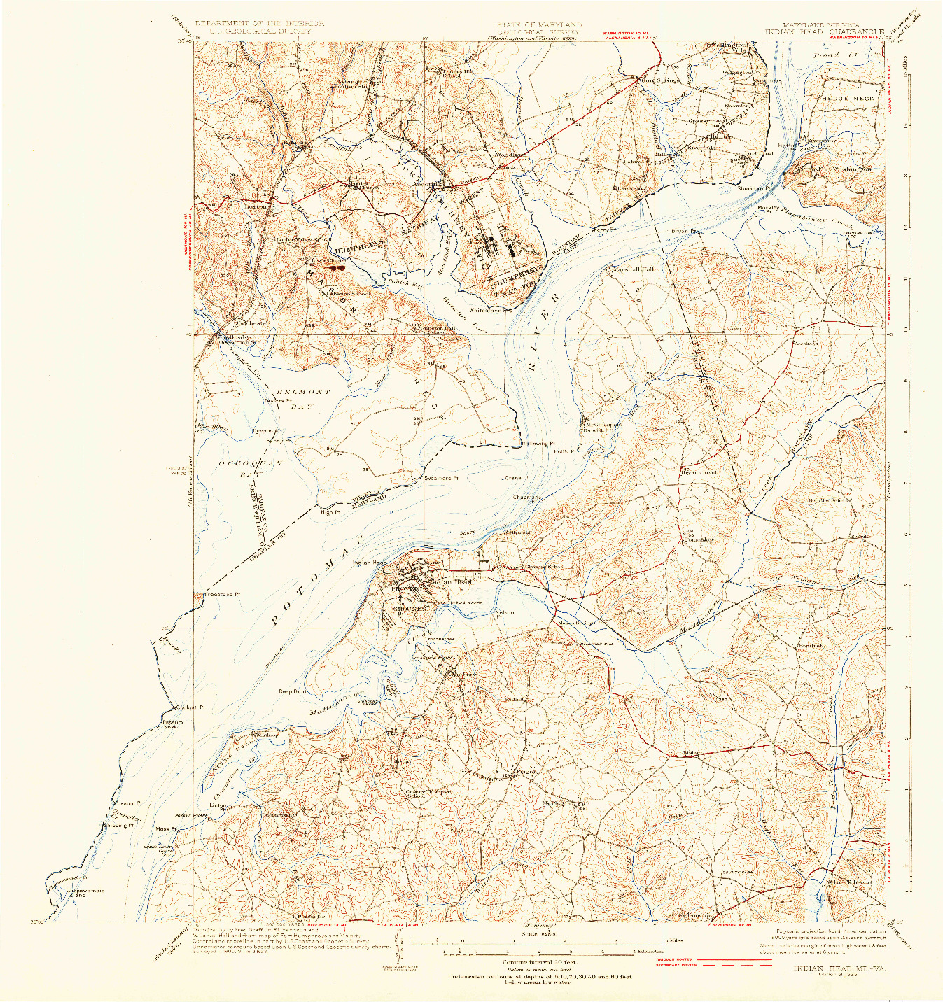 USGS 1:62500-SCALE QUADRANGLE FOR INDIAN HEAD, MD 1925