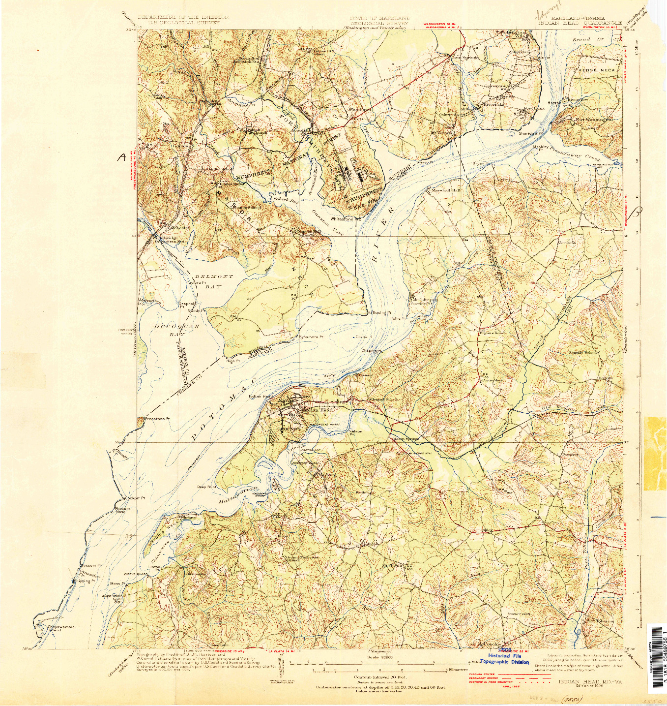 USGS 1:62500-SCALE QUADRANGLE FOR INDIAN HEAD, MD 1925