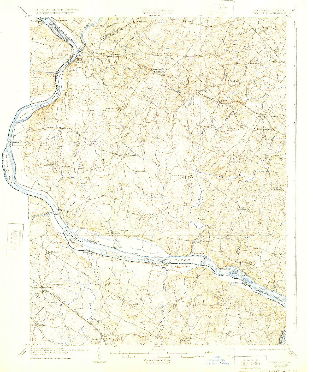 USGS 1:62500-SCALE QUADRANGLE FOR SENECA, MD 1908