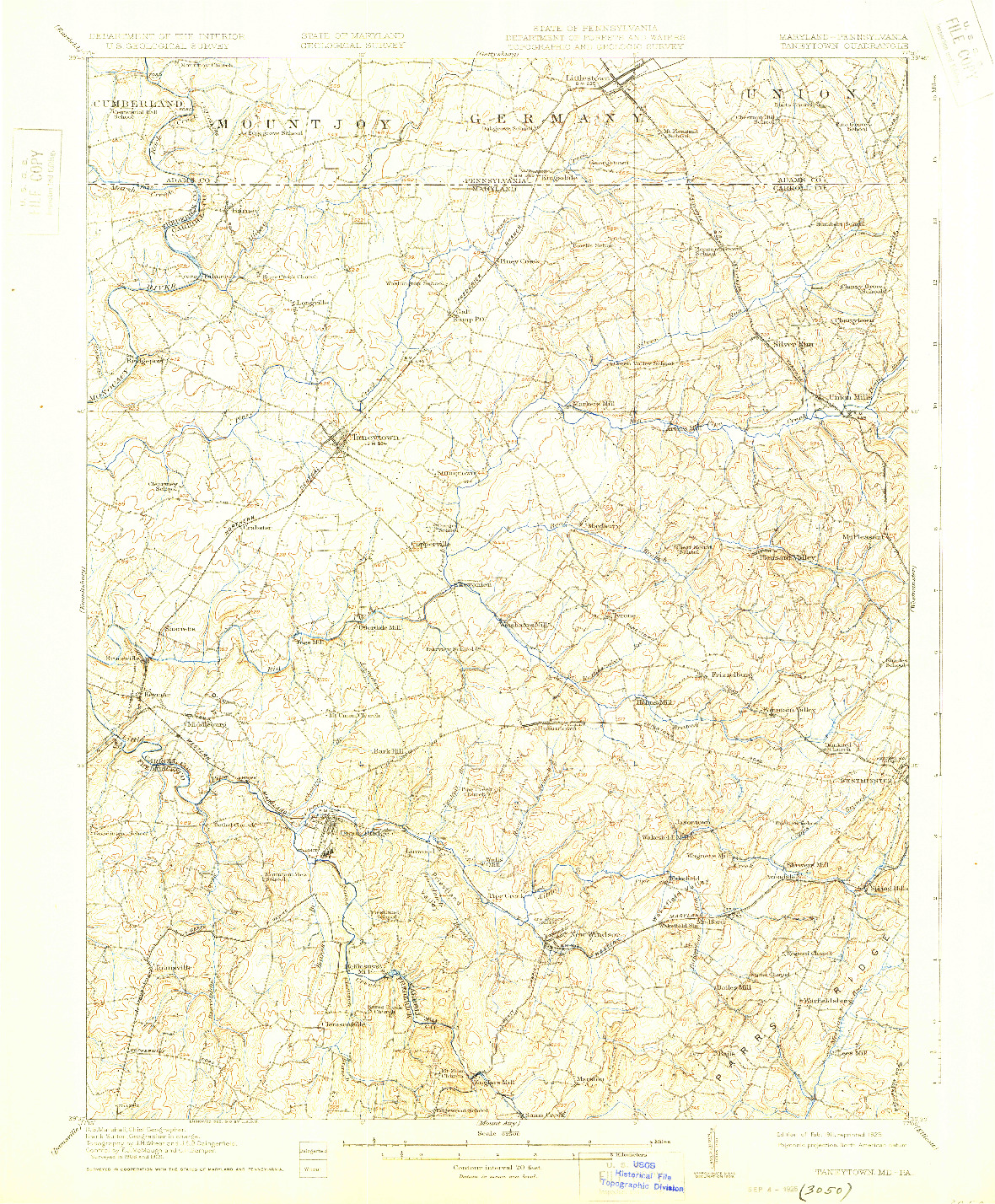 USGS 1:62500-SCALE QUADRANGLE FOR TANEYTOWN, MD 1911