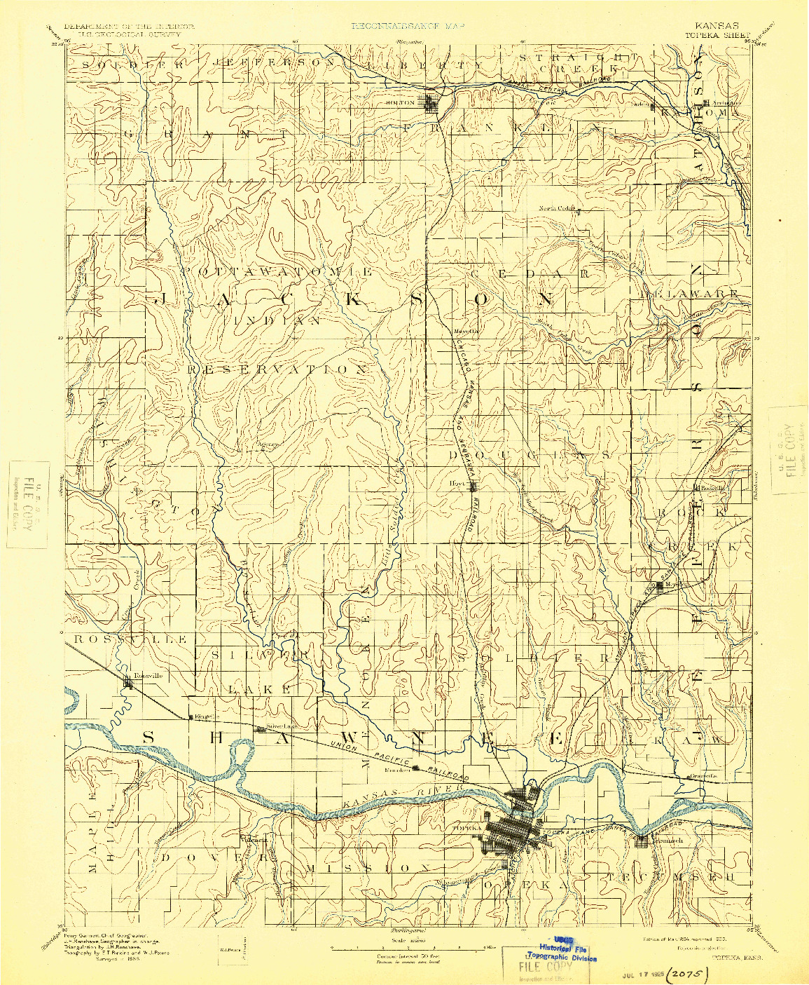 USGS 1:125000-SCALE QUADRANGLE FOR TOPEKA, KS 1894