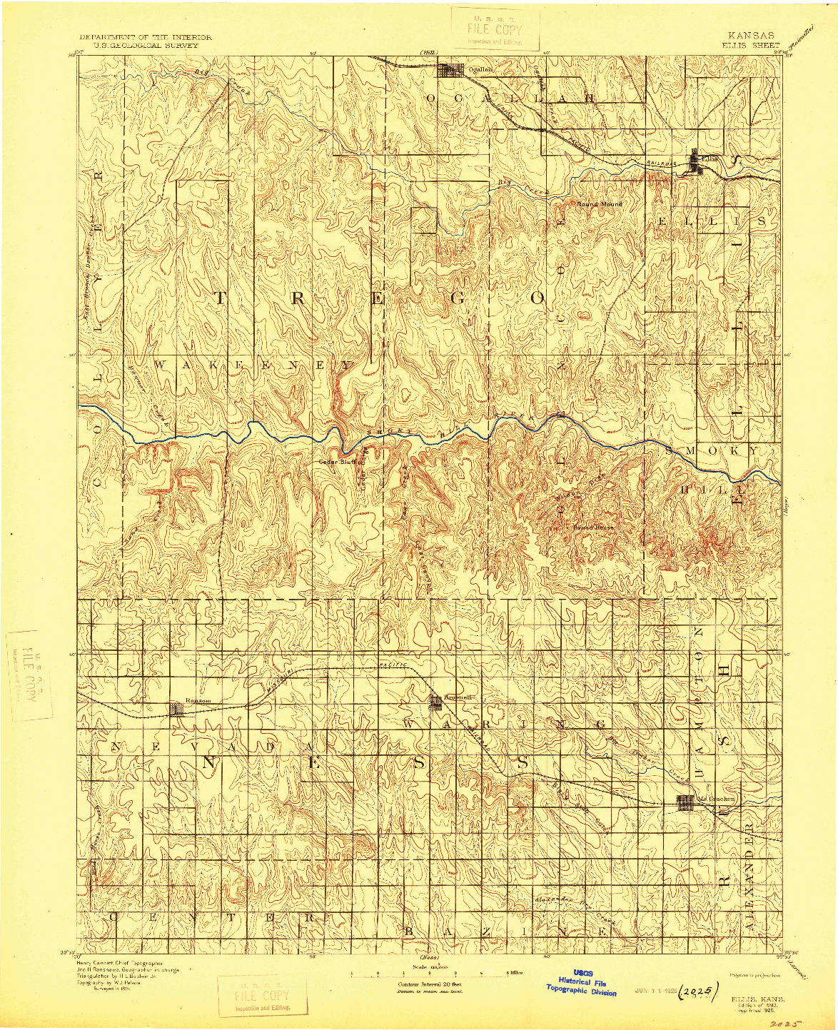 USGS 1:125000-SCALE QUADRANGLE FOR ELLIS, KS 1893