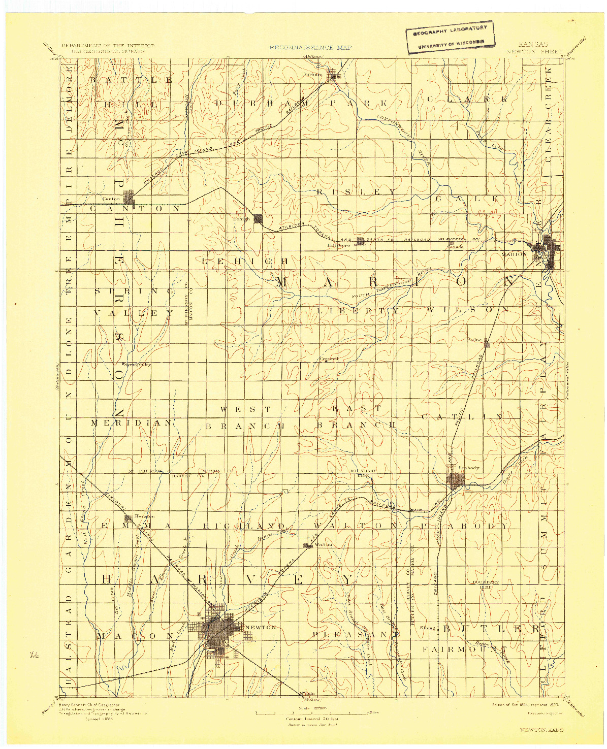 USGS 1:125000-SCALE QUADRANGLE FOR NEWTON, KS 1894