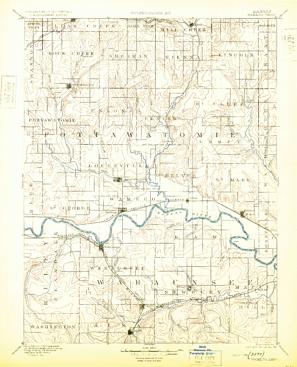 USGS 1:125000-SCALE QUADRANGLE FOR WAMEGO, KS 1894