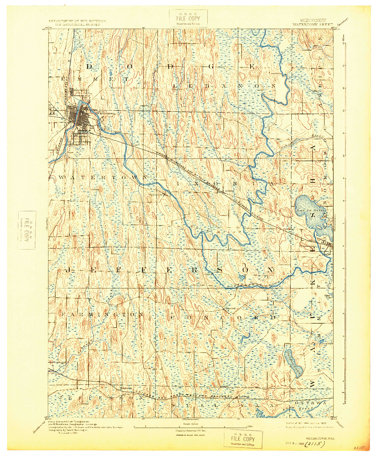 USGS 1:62500-SCALE QUADRANGLE FOR WATERTOWN, WI 1894