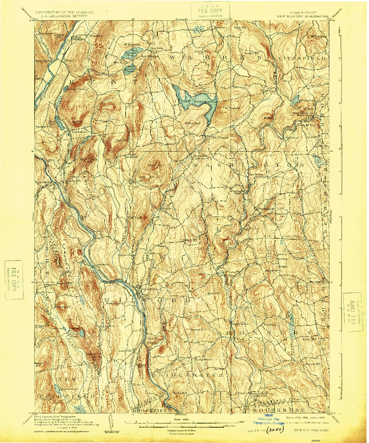 USGS 1:62500-SCALE QUADRANGLE FOR NEW MILFORD, CT 1904