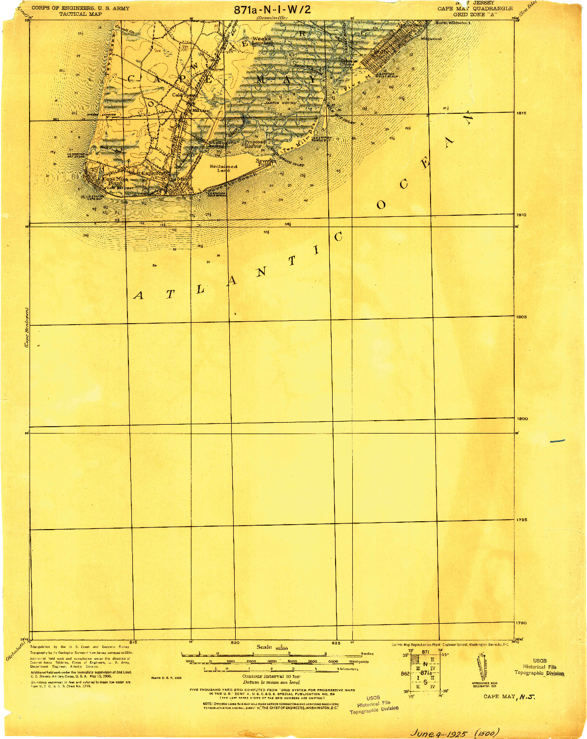USGS 1:62500-SCALE QUADRANGLE FOR CAPE MAY, NJ 1925