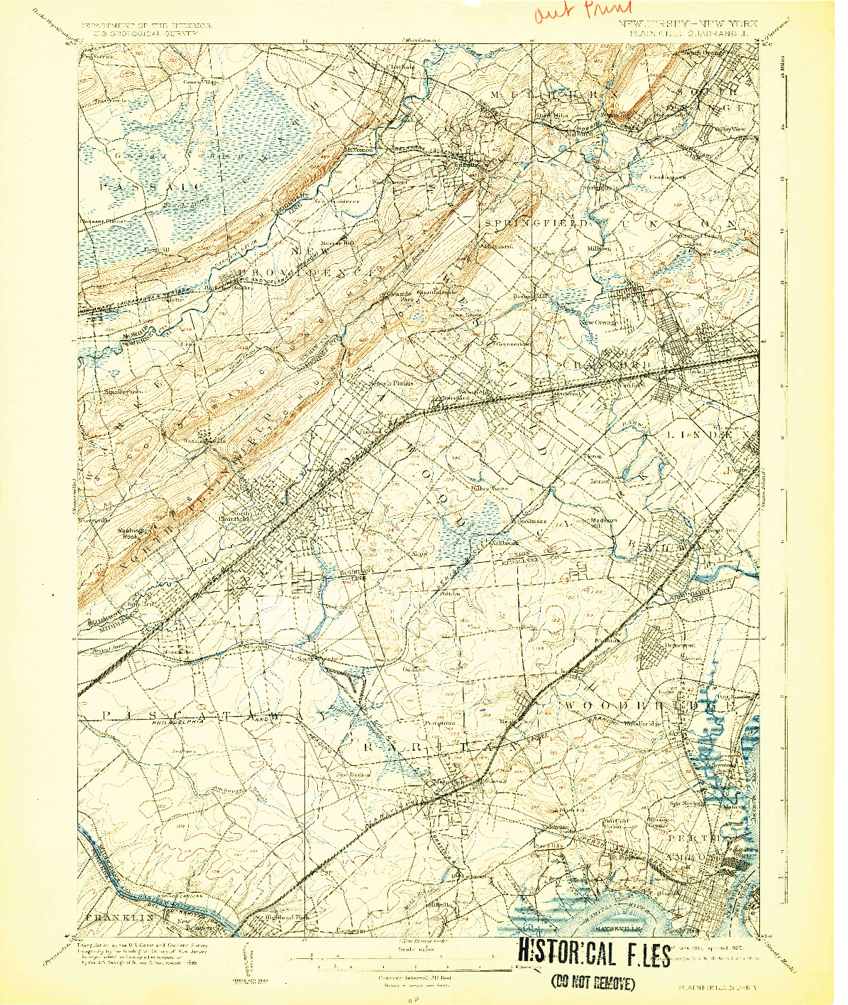 USGS 1:62500-SCALE QUADRANGLE FOR PLAINFIELD, NJ 1905