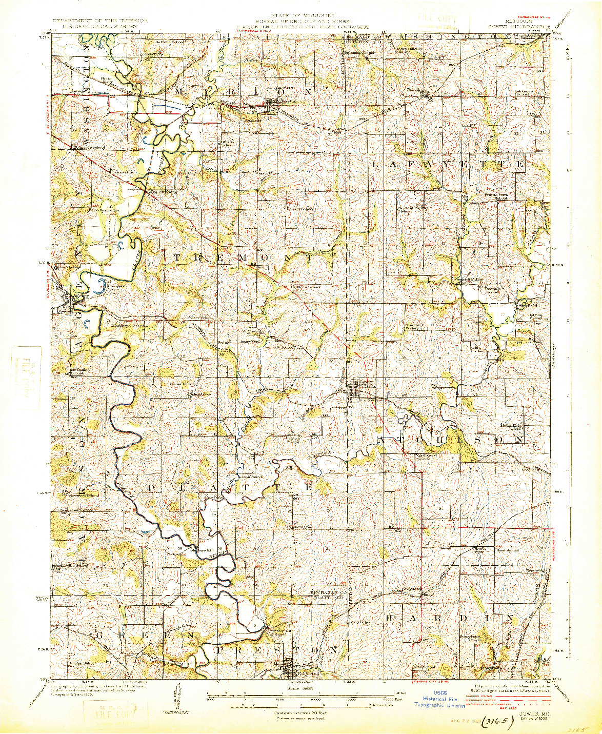 USGS 1:62500-SCALE QUADRANGLE FOR GOWER, MO 1925