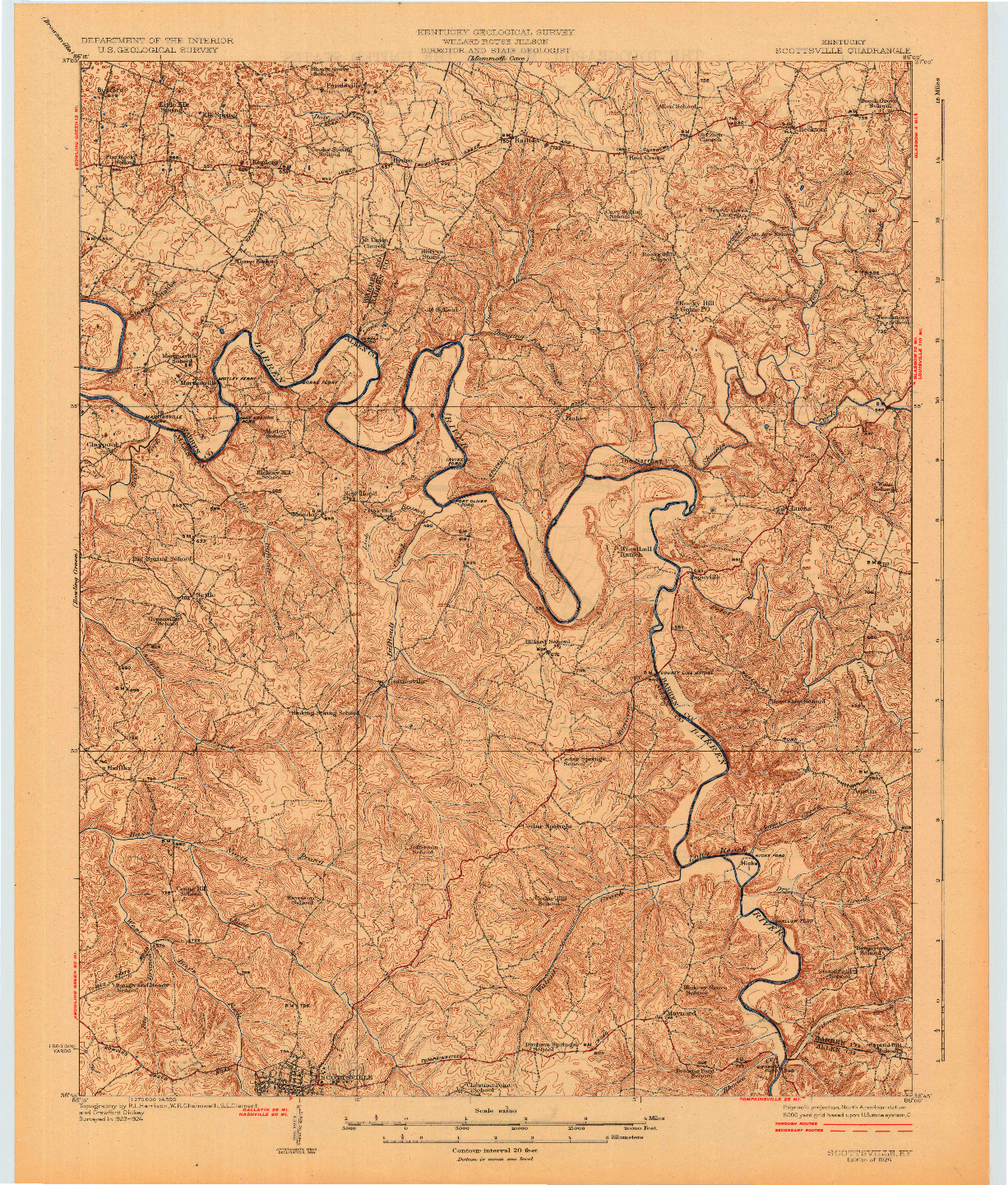 USGS 1:62500-SCALE QUADRANGLE FOR SCOTTSVILLE, KY 1926