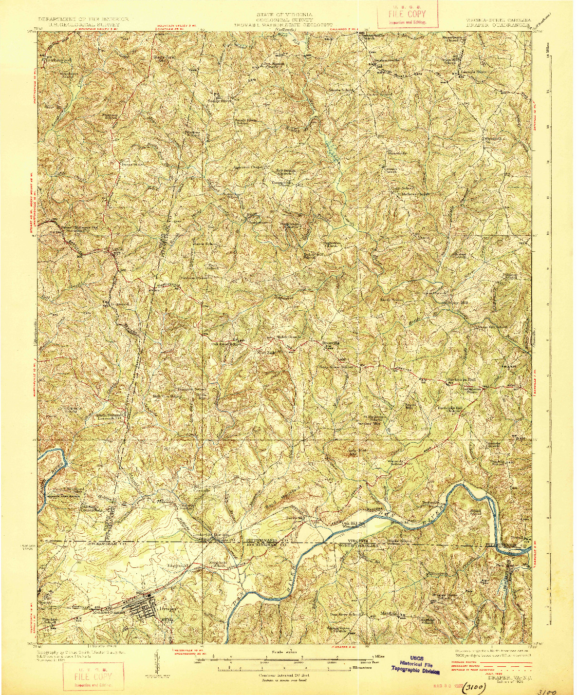 USGS 1:62500-SCALE QUADRANGLE FOR DRAPER, VA 1926