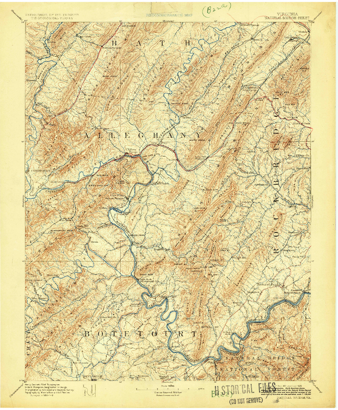 USGS 1:62500-SCALE QUADRANGLE FOR NATURAL BRIDGE, VA 1894