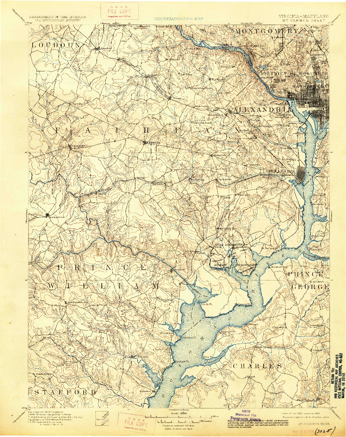 USGS 1:125000-SCALE QUADRANGLE FOR MT. VERNON, VA 1894