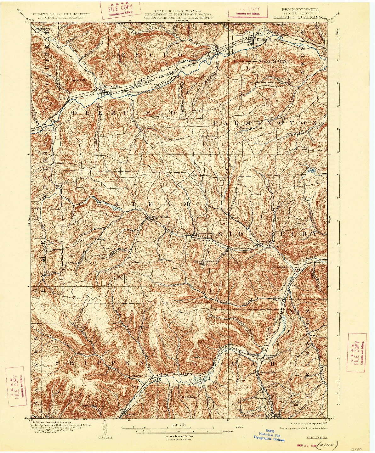 USGS 1:62500-SCALE QUADRANGLE FOR ELKLAND, PA 1900