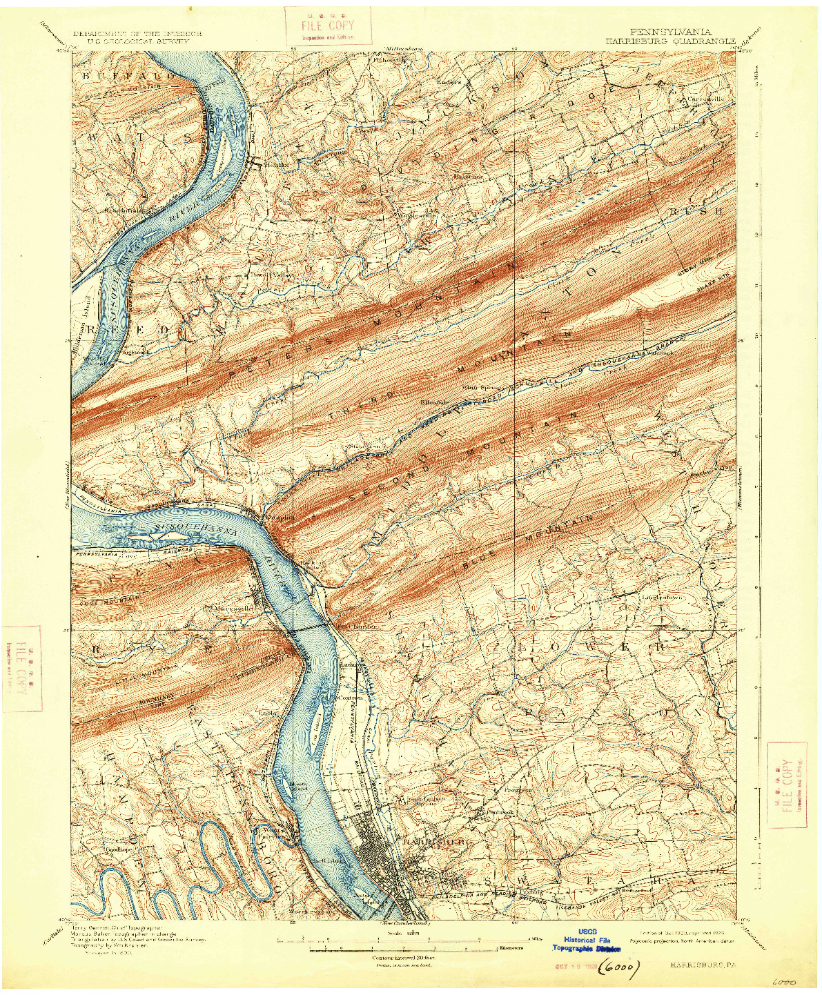 USGS 1:62500-SCALE QUADRANGLE FOR HARRISBURG, PA 1899