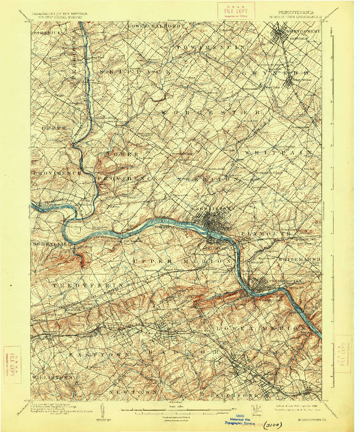 USGS 1:62500-SCALE QUADRANGLE FOR NORRISTOWN, PA 1895