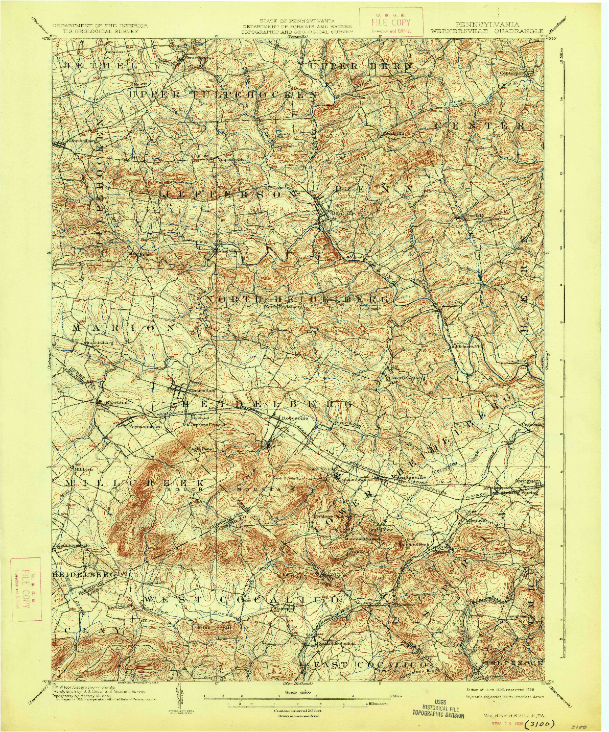 USGS 1:62500-SCALE QUADRANGLE FOR WERNERSVILLE, PA 1902