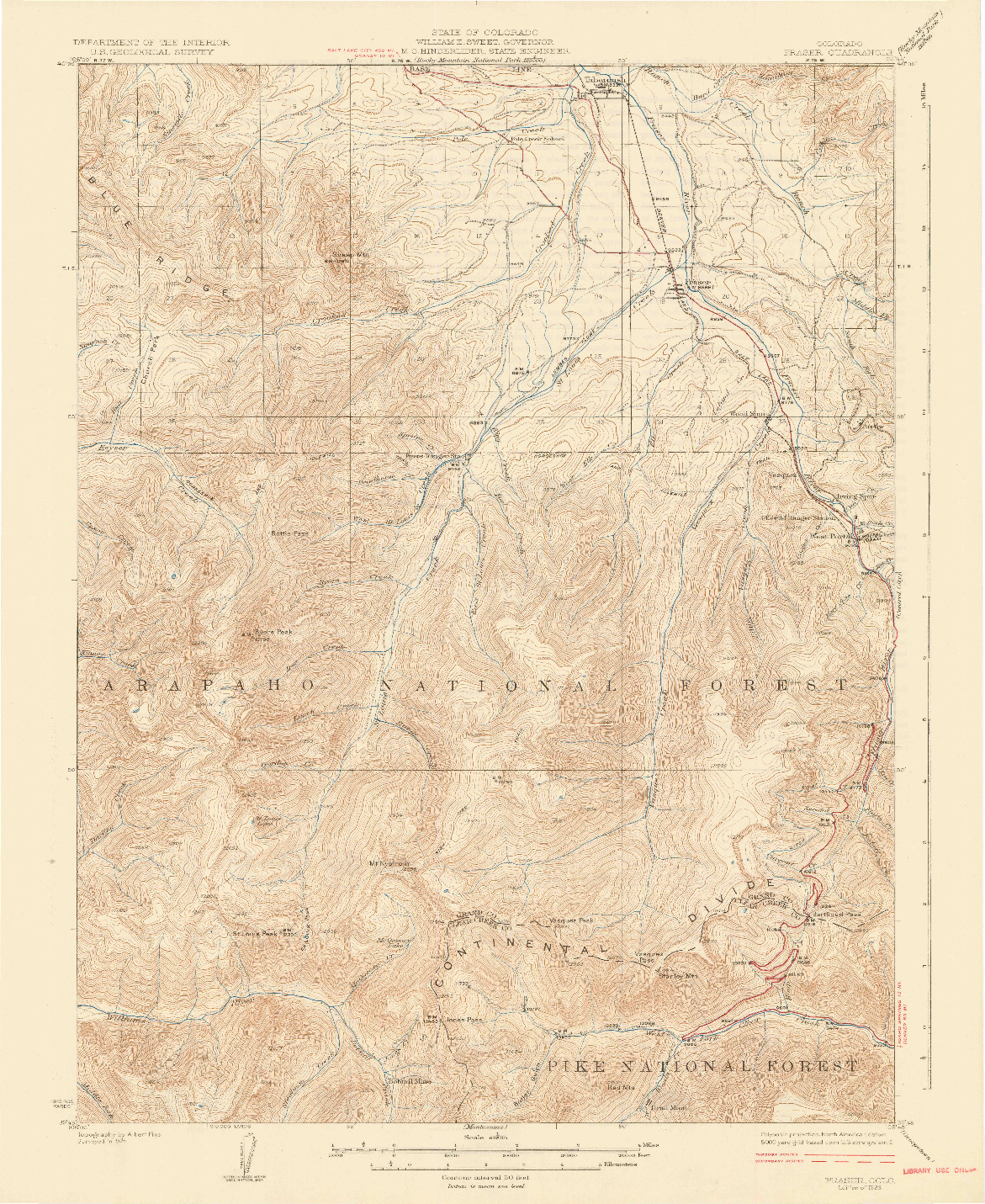 USGS 1:62500-SCALE QUADRANGLE FOR FRASER, CO 1926