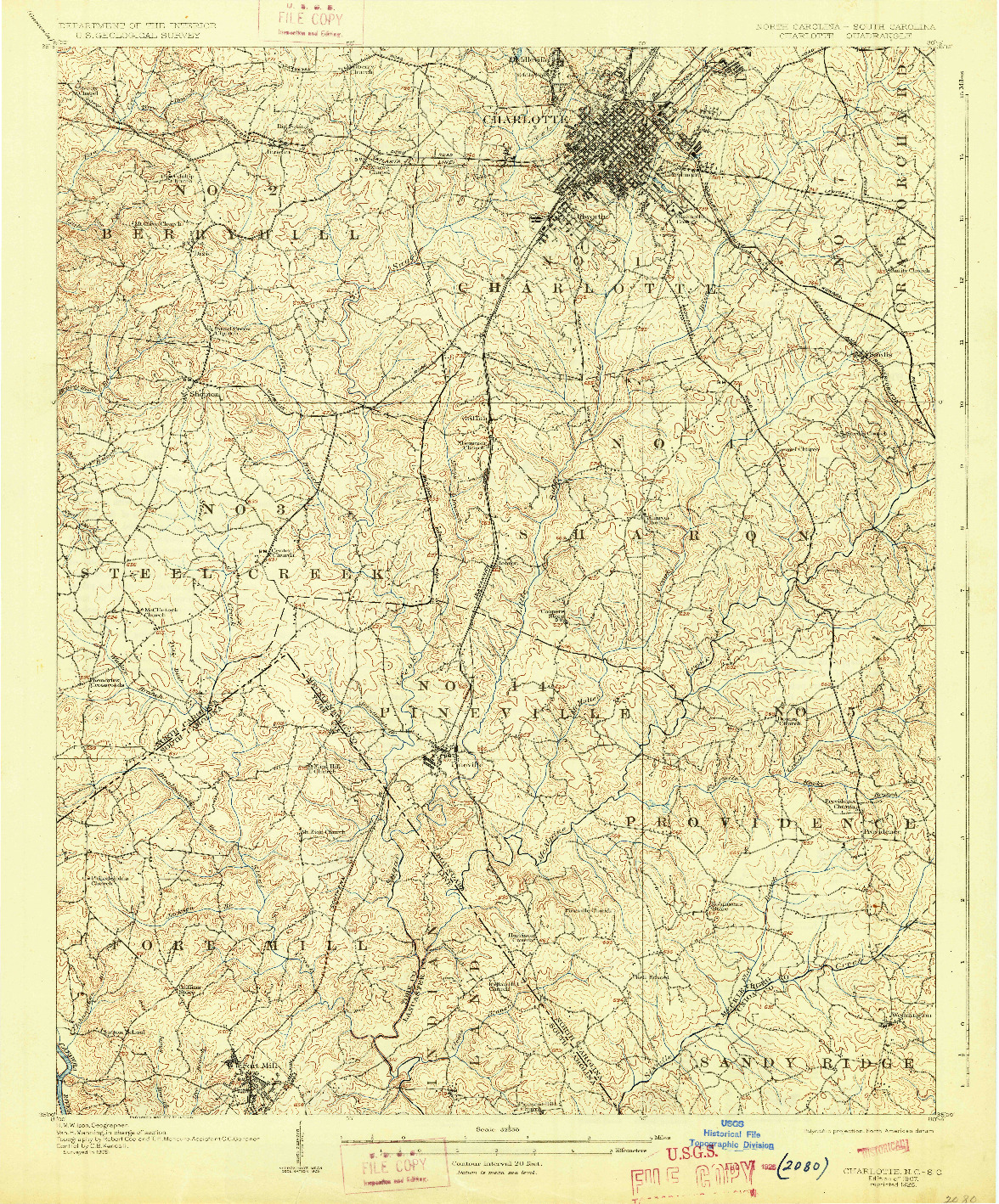 USGS 1:62500-SCALE QUADRANGLE FOR CHARLOTTE, NC 1907