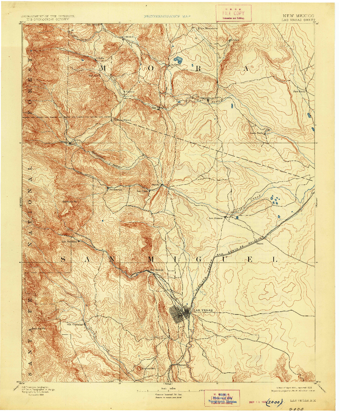 USGS 1:125000-SCALE QUADRANGLE FOR LAS VEGAS, NM 1893