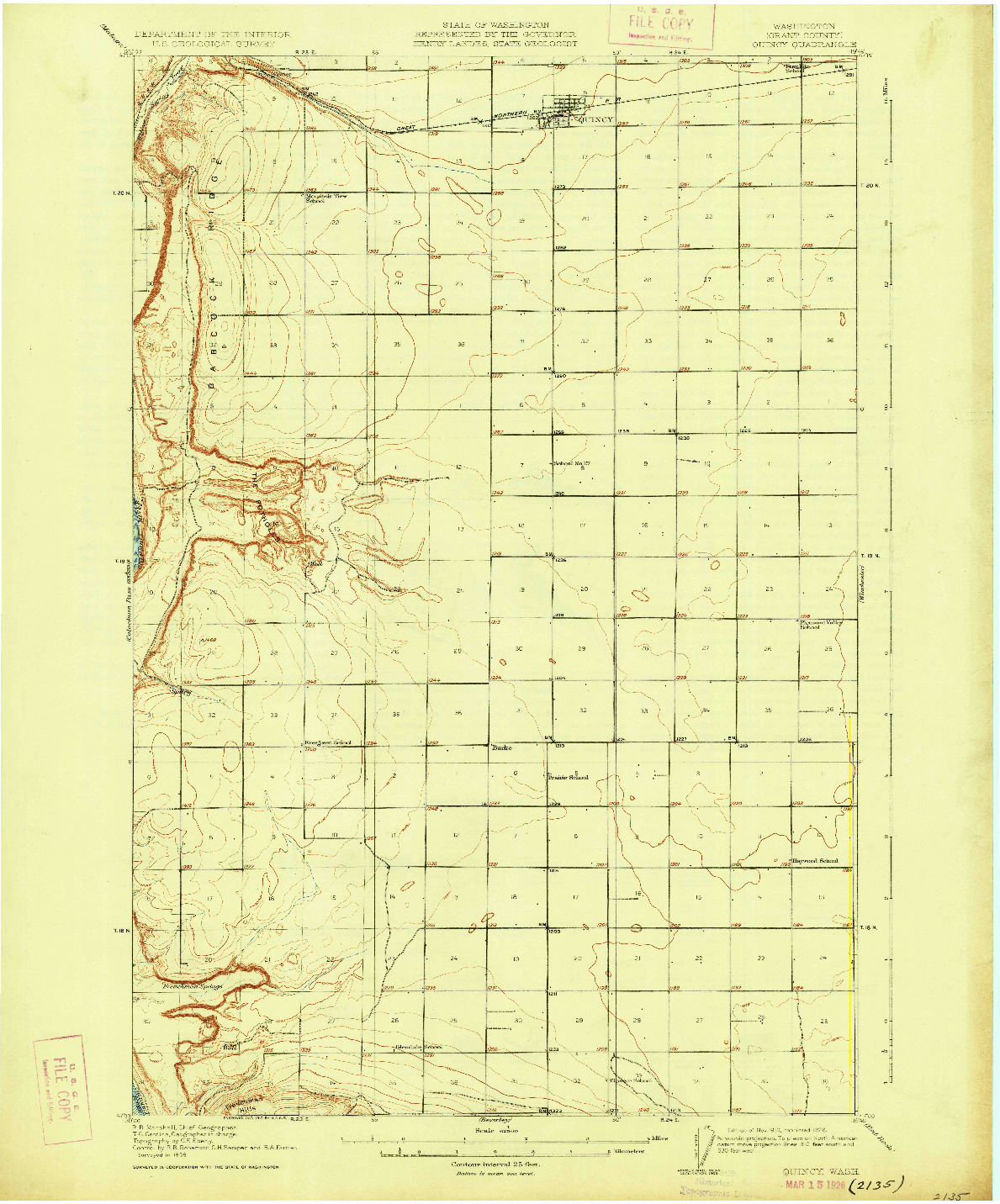 USGS 1:62500-SCALE QUADRANGLE FOR QUINCY, WA 1910