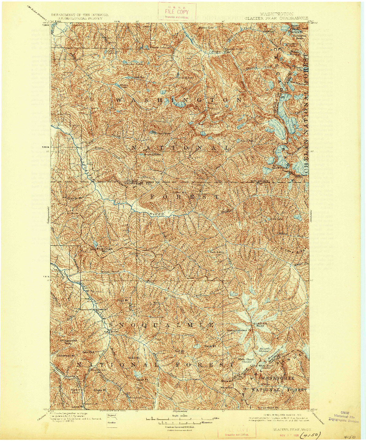 USGS 1:125000-SCALE QUADRANGLE FOR GLACIER PEAK, WA 1901