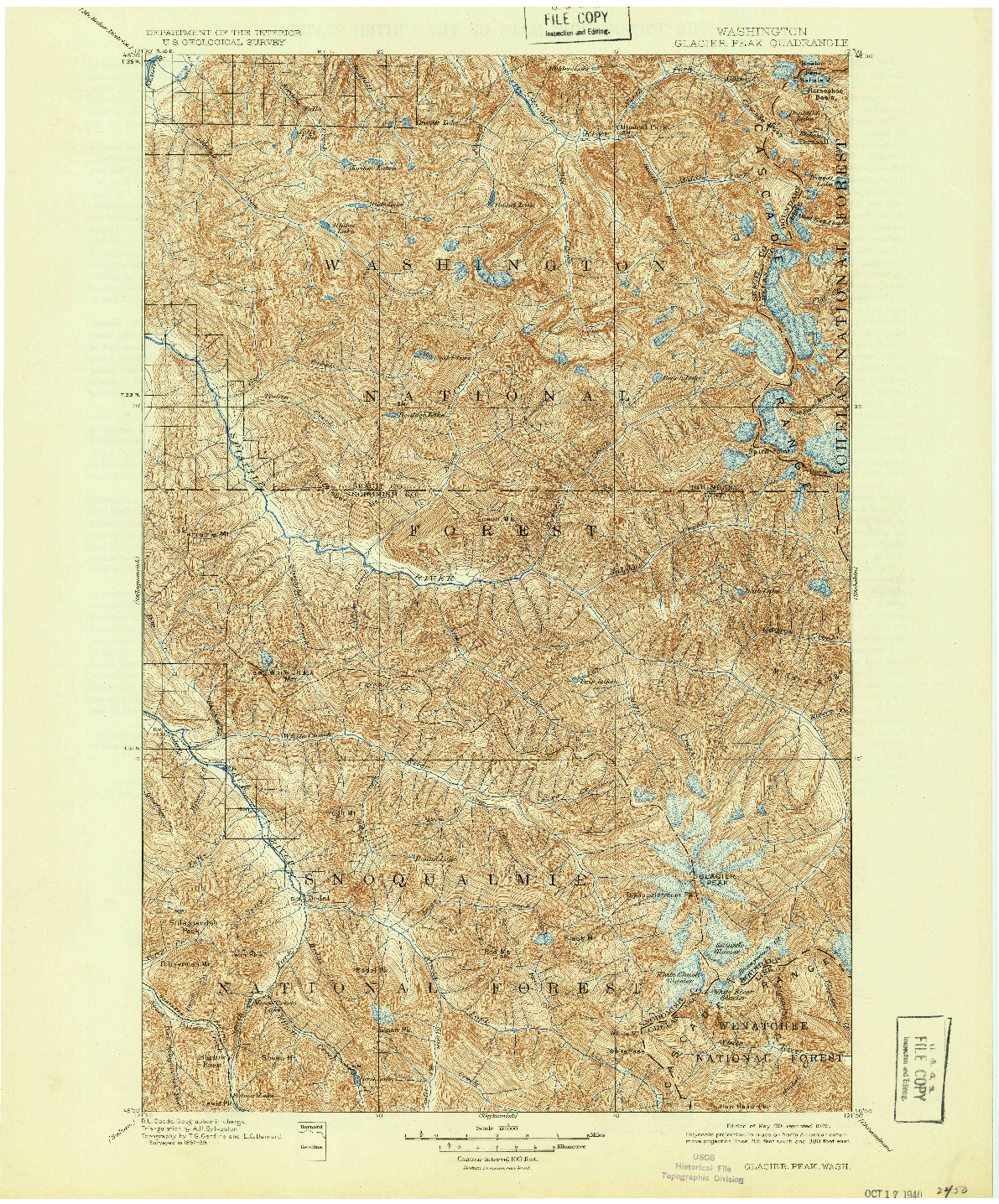 USGS 1:125000-SCALE QUADRANGLE FOR GLACIER PEAK, WA 1901