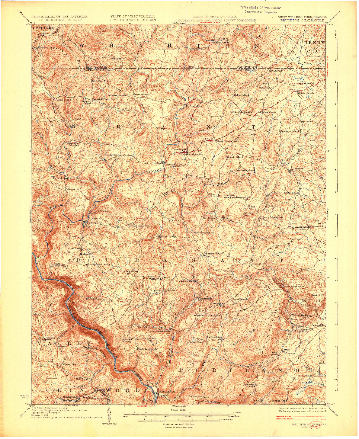 USGS 1:62500-SCALE QUADRANGLE FOR BRUCETON, WV 1926